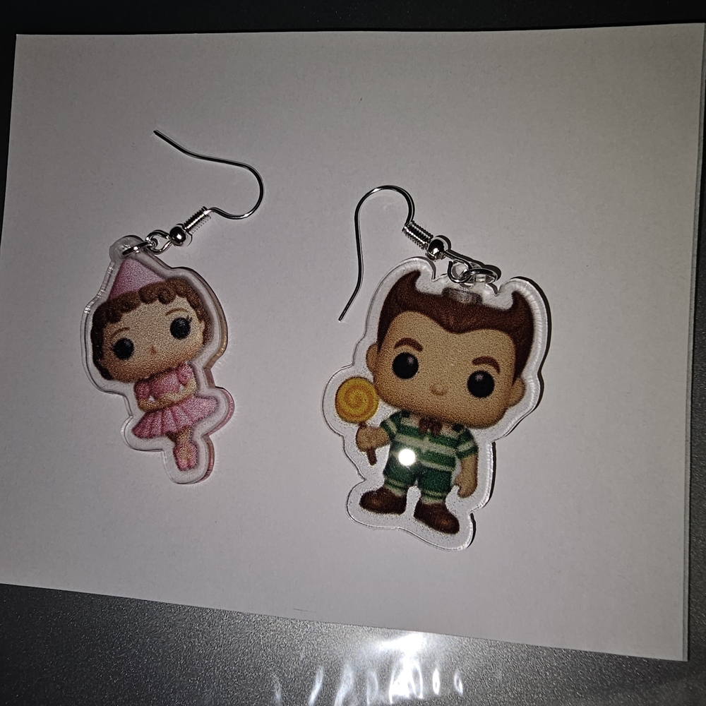 Charming Character Earrings - Pink and Green